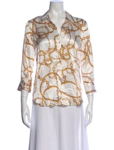 Pre-owned L'agence Silk Printed Blouse In Neutral