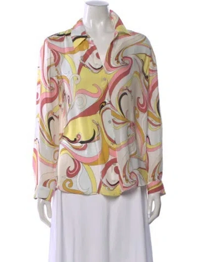Pre-owned L'agence Silk Printed Blouse In Neutral