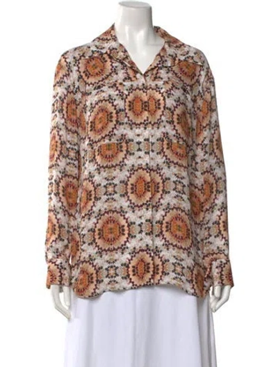 Pre-owned L'agence Silk Printed Blouse In Neutral
