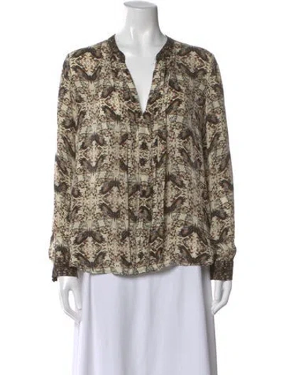 Pre-owned L'agence Silk Printed Blouse In Neutral