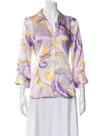Pre-owned L'agence Silk Printed Blouse In Neutral