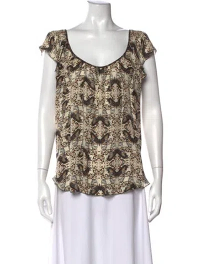Pre-owned L'agence Silk Printed Blouse In Neutral