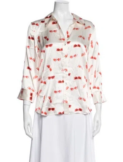 Pre-owned L'agence Silk Printed Blouse In Neutral
