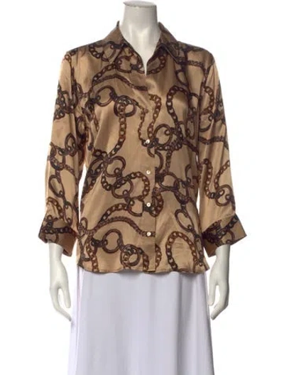 Pre-owned L'agence Silk Printed Blouse In Neutrals