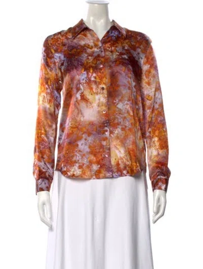 Pre-owned L'agence Silk Printed Blouse In Orange