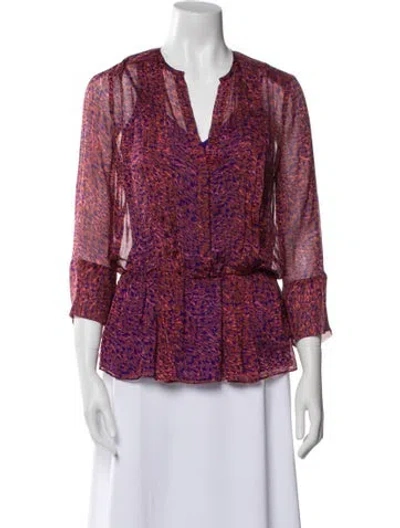Pre-owned L'agence Silk Printed Blouse In Pink