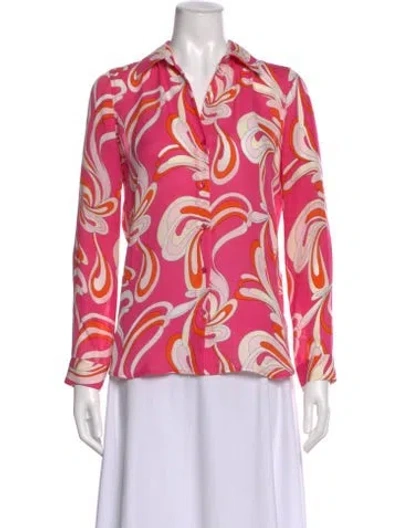Pre-owned L'agence Silk Printed Blouse In Pink