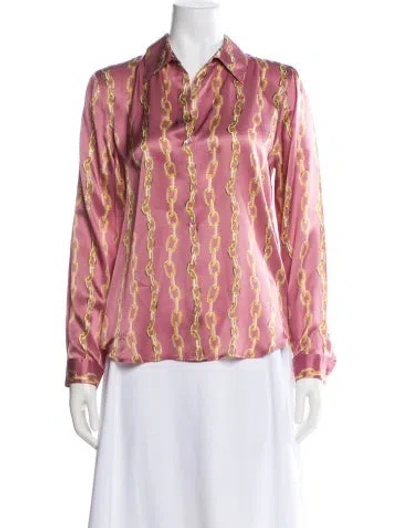 Pre-owned L'agence Silk Printed Blouse In Pink