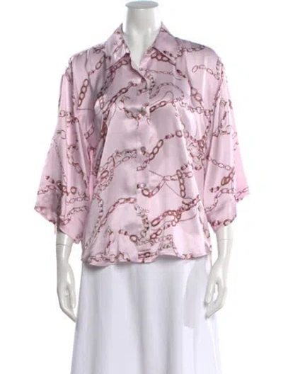 Pre-owned L'agence Silk Printed Blouse In Pink