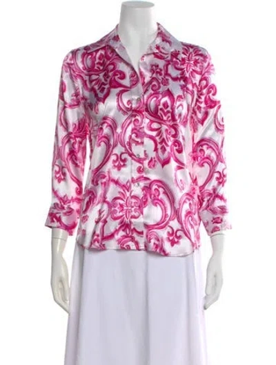 Pre-owned L'agence Silk Printed Blouse In Pink