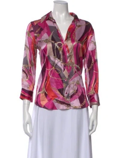 Pre-owned L'agence Silk Printed Blouse In Pink