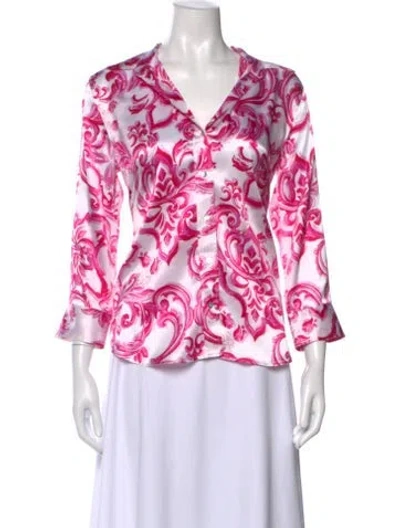 Pre-owned L'agence Silk Printed Blouse In Pink
