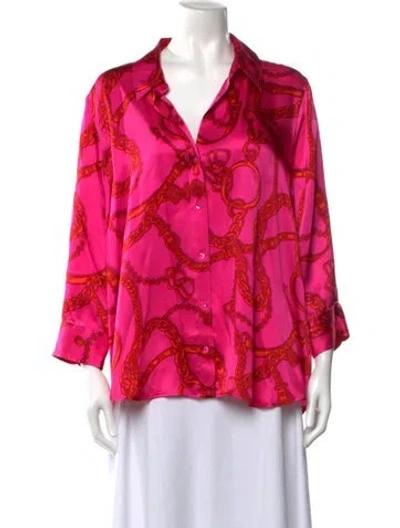 Pre-owned L'agence Silk Printed Blouse In Pink