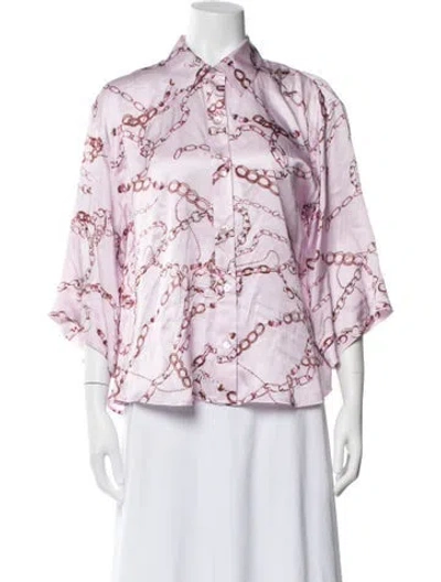 Pre-owned L'agence Silk Printed Blouse In Purple