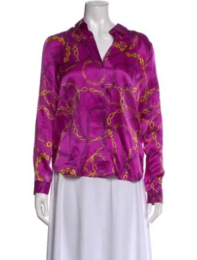 Pre-owned L'agence Silk Printed Blouse In Purple