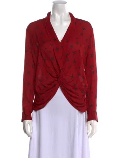 Pre-owned L'agence Silk Printed Blouse In Red