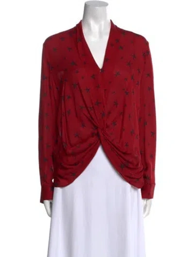 Pre-owned L'agence Silk Printed Blouse In Red