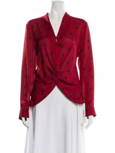 Pre-owned L'agence Silk Printed Blouse In Red