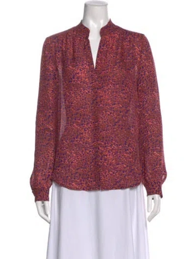 Pre-owned L'agence Silk Printed Blouse In Red