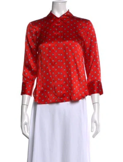 Pre-owned L'agence Silk Printed Blouse In Red