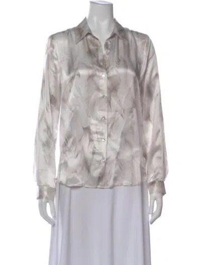Pre-owned L'agence Silk Printed Blouse In Silver