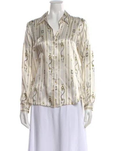 Pre-owned L'agence Silk Printed Blouse W/ Tags In Neutral