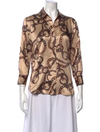 Pre-owned L'agence Silk Printed Blouse W/ Tags In Neutral