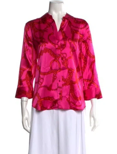 Pre-owned L'agence Silk Printed Blouse W/ Tags In Pink
