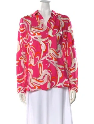 Pre-owned L'agence Silk Printed Blouse W/ Tags In Pink