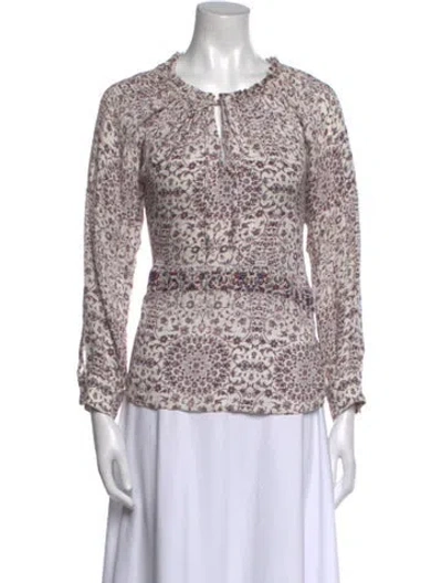 Pre-owned L'agence Silk Printed Blouse In White