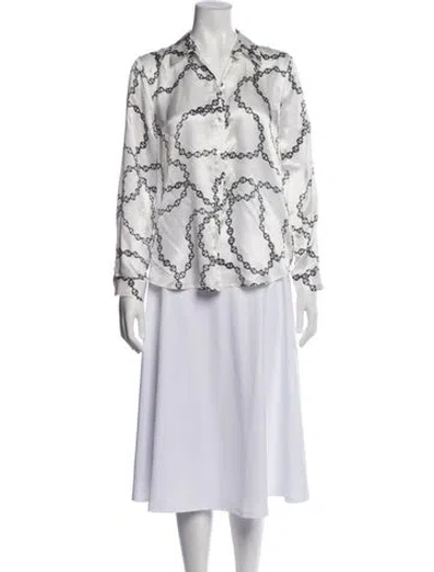 Pre-owned L'agence Silk Printed Blouse In White