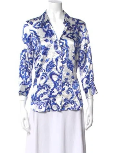 Pre-owned L'agence Silk Printed Blouse In White