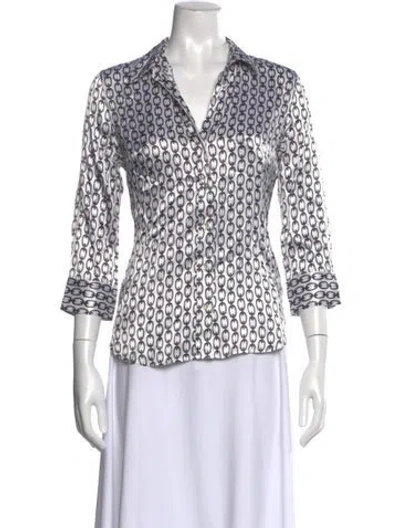 Pre-owned L'agence Silk Printed Blouse In White