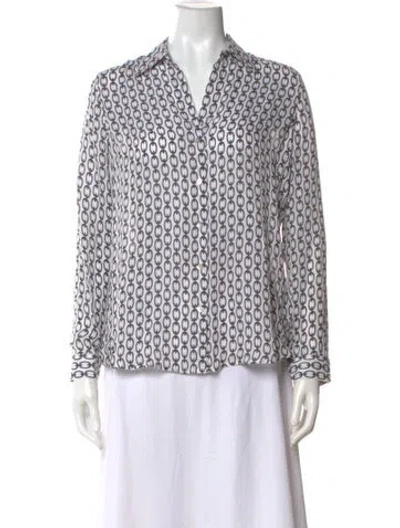 Pre-owned L'agence Silk Printed Blouse In White