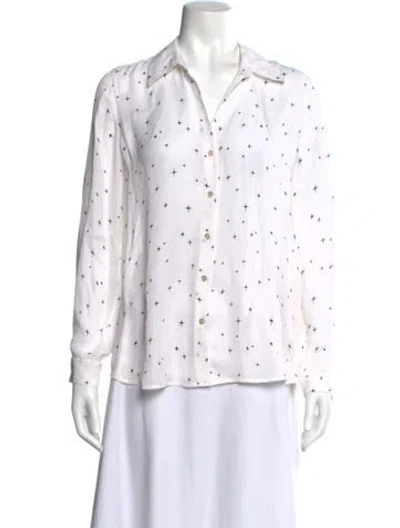 Pre-owned L'agence Silk Printed Blouse In White