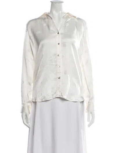 Pre-owned L'agence Silk Printed Blouse In White