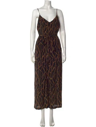 Pre-owned L'agence Silk Printed Jumpsuit In Black