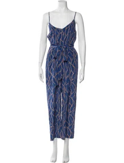 Pre-owned L'agence Silk Printed Jumpsuit In Blue