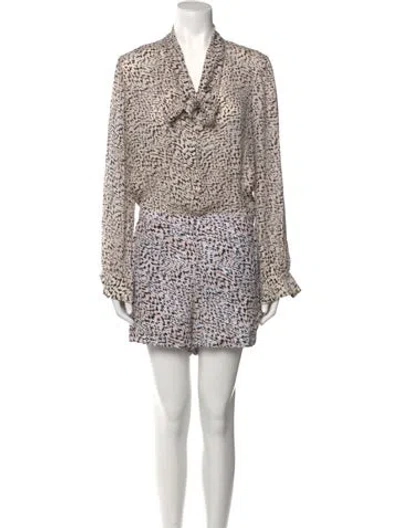 Pre-owned L'agence Silk Printed Romper In Neutral