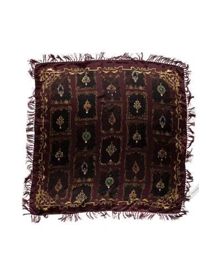 Pre-owned L'agence Silk Printed Scarf In Burgundy