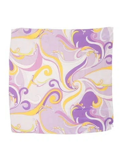 Pre-owned L'agence Silk Printed Scarf In Purple