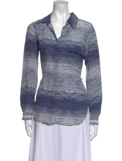 Pre-owned L'agence Silk Printed Sweatshirt In Blue