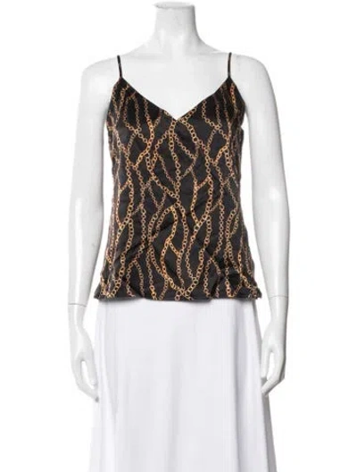 Pre-owned L'agence Silk Printed Top In Black