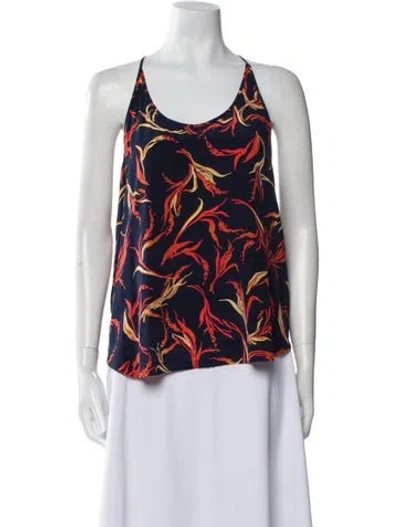 Pre-owned L'agence Silk Printed Top In Blue