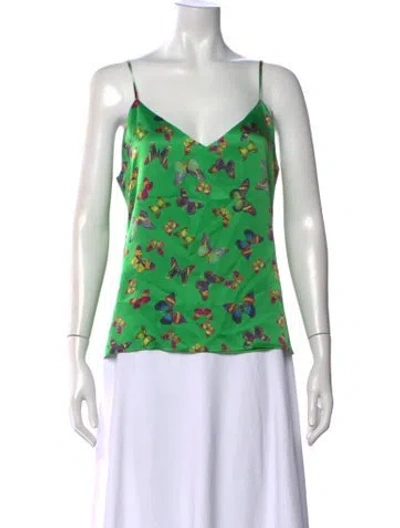 Pre-owned L'agence Silk Printed Top In Green