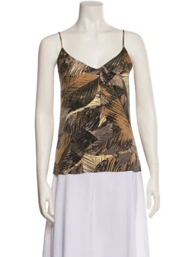 Pre-owned L'agence Silk Printed Top In Neutral