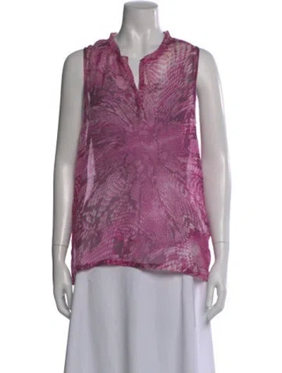 Pre-owned L'agence Silk Printed Top In Purple