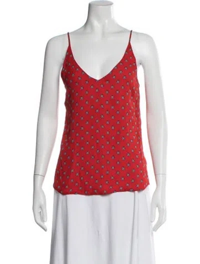 Pre-owned L'agence Silk Printed Top In Red