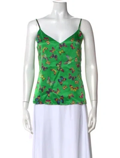 Pre-owned L'agence Silk Printed Top W/ Tags In Green