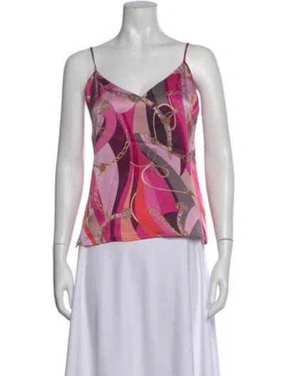 Pre-owned L'agence Silk Printed Top W/ Tags In Pink